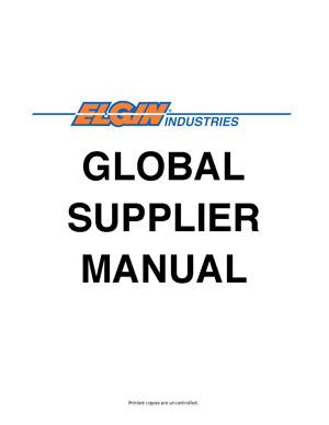 Elgin Global Supplier Manual cover