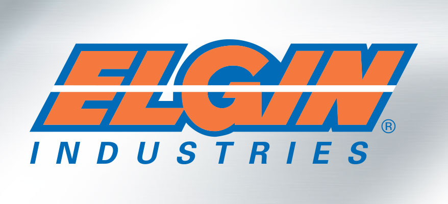 Elgin Industries logo on platinum background.