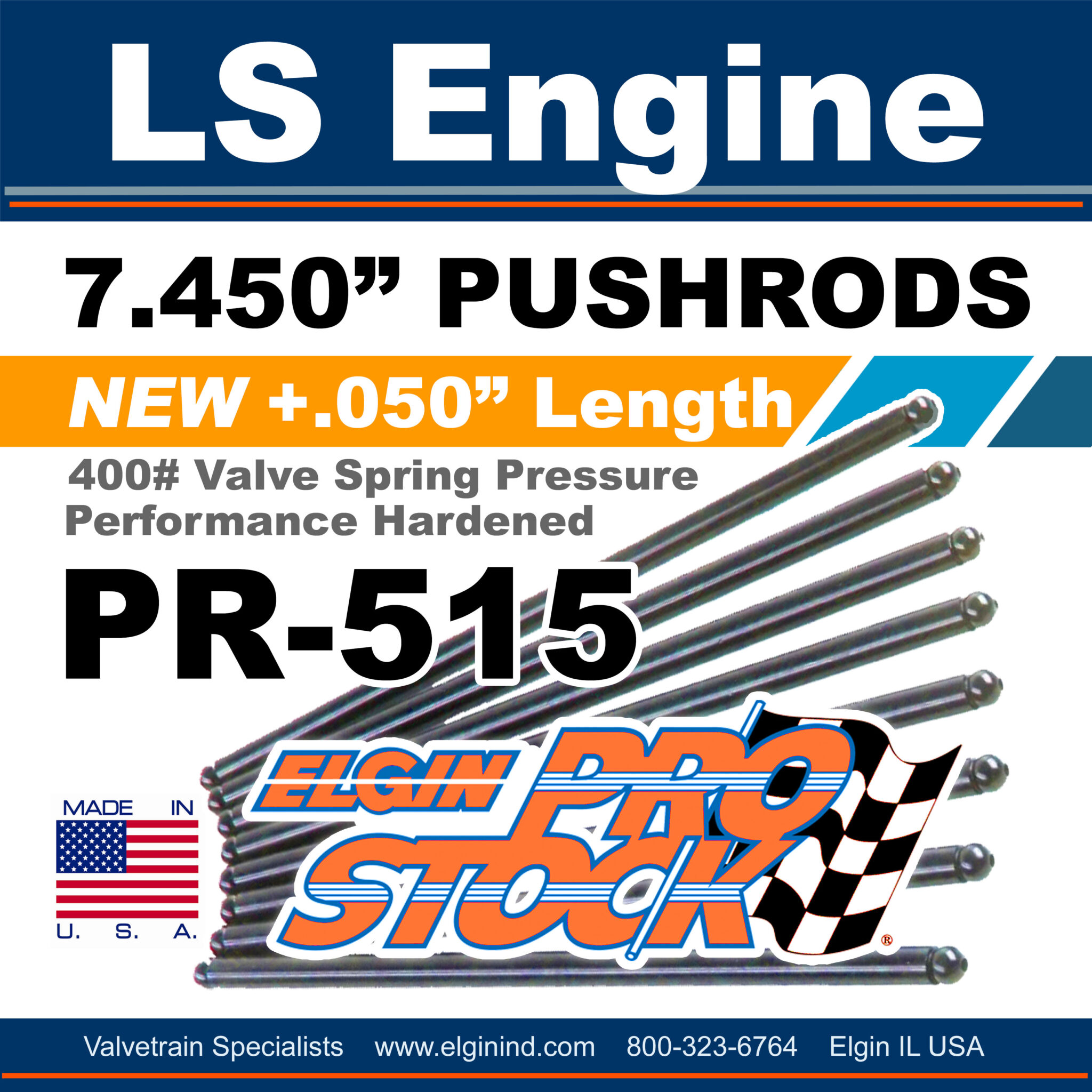 elgin industries prostock 7.450 ls engine hardened pushrod pr 515