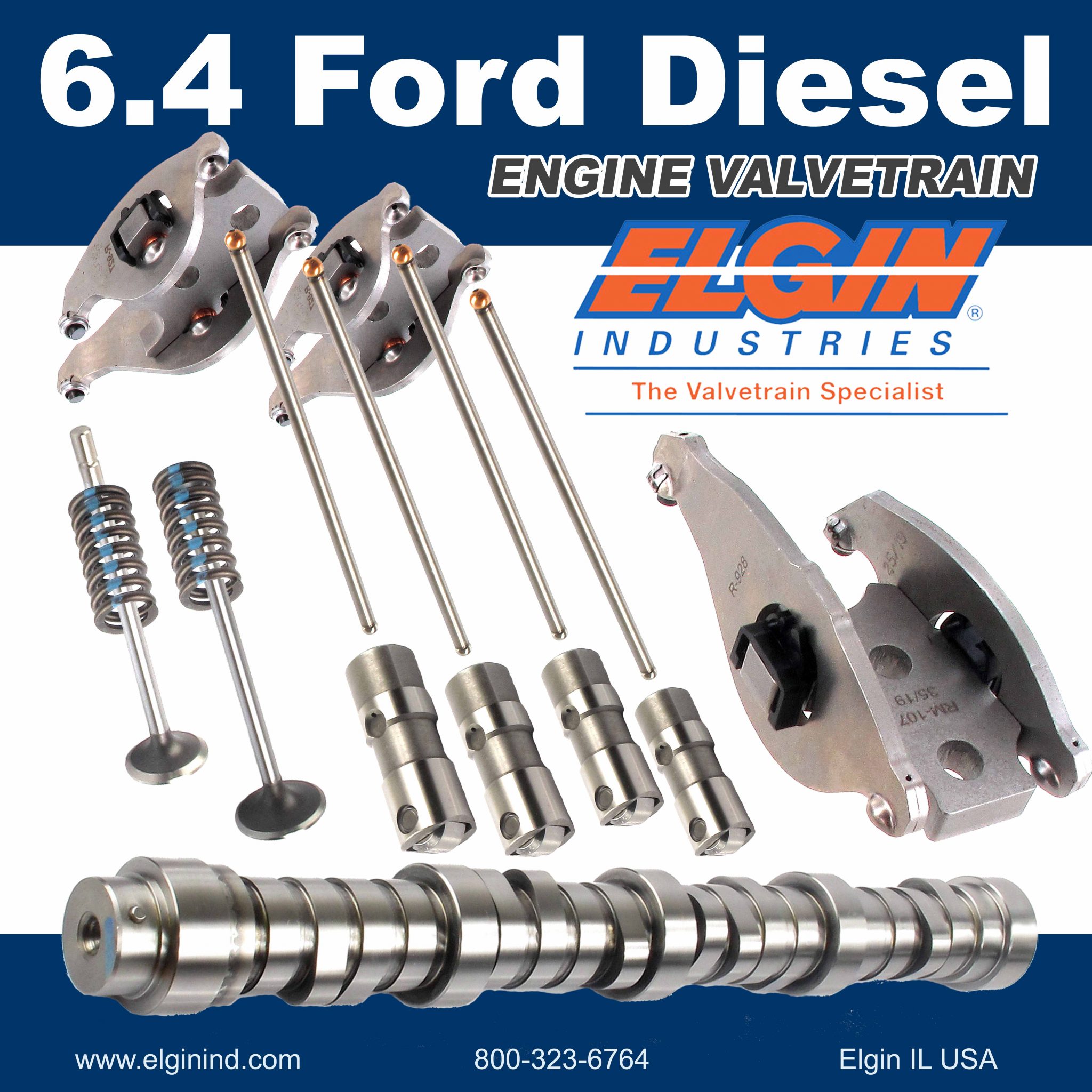 6.4 ford diesel powerstroke engine parts elgin industries camshaft valve rocker arm push rod