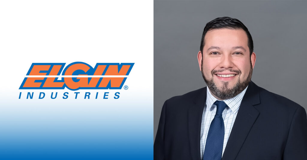 Juan Bernal headshot next to a Elgin Industries logo