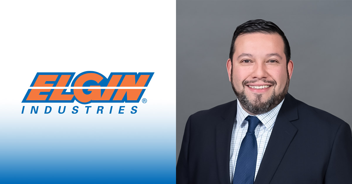 Juan Bernal headshot next to a Elgin Industries logo
